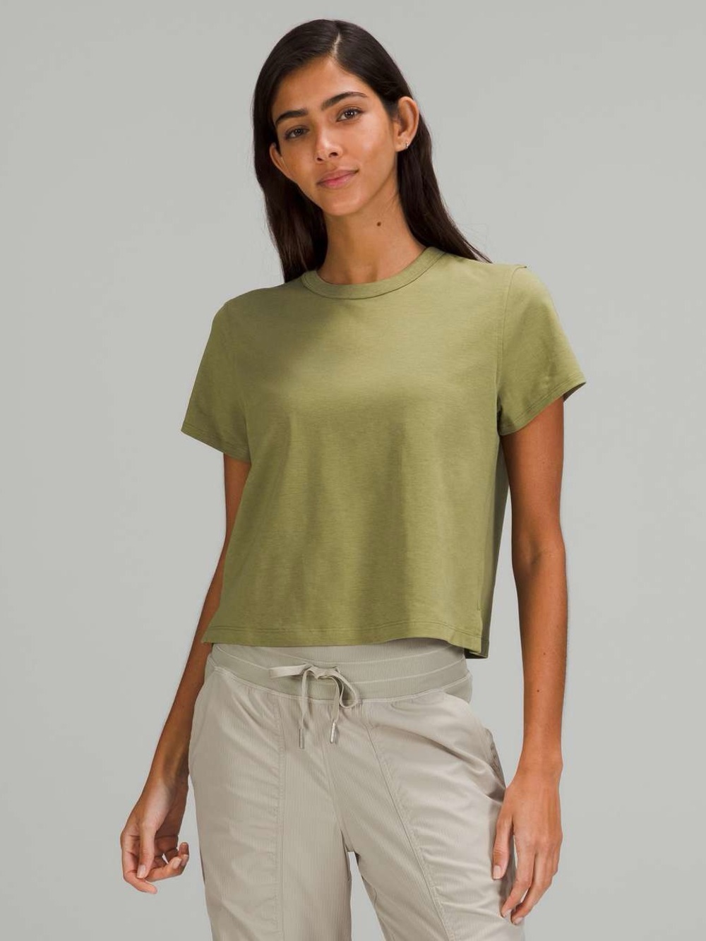Lululemon Classic-Fit Cotton-Blend Cropped Short Sleeve Workout Run T-Shirt - Picture 3 of 6